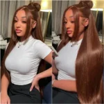 Chocolate Brown Colored 13x4 Straight HD Lace Front Human Hair Wig 36 46 Inch 13x6
