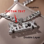 Custom Name Double-Layer Necklace Personalized Crown Double Nameplate Pendant 304