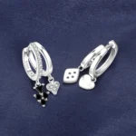 Hot Sale 925 Sterling Silver Hoop Earrings, Creative Playing Card Design High - Image 2