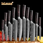 Japanese Laser Damascus Chef Knives Set Cleaver Santoku Boning Knife Multi-purpose