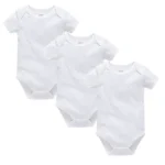 Kavkas 3PCS 5PCS Baby Boys Girls Clothes Solid White Short Sleeve Cotton Baby - Image 6