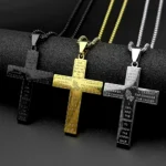 Jesus Cross Praying Hand Stainless Steel Pendant Necklace for Women Men Gold Color