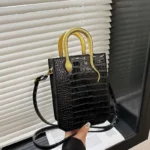 Stone Patterned Handbag for Women Glossy Purse and Handbags Crossbody Bags