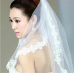 White Sequins Edge Tulle Bridal Wedding Veils One Tier Beaded 120cm Bride Accessory 2024 - Image 3