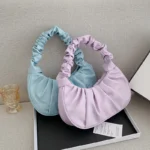 Fashion Pleated Handlebags for Women PU Cloud Bags Leisure Armpit Bag Shopping - Image 2