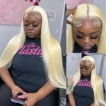 613 13x6 Straight Lace Front Wig Human Hair 36 Inch Blonde Wig Human Hair 250% Density - Image 7