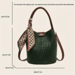 Fashionable Women's Bucket Bag, Stylish Solid Color Woven Effect Handbag Shoulder Bag - Image 2