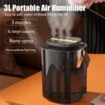 3L Air Humidifier Portable Small Aroma Diffuser 3 Spray Ports Large Capacity usb