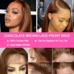 13X4 Chocolate Brown Straight Bob Wig 4X4 Silky Straight HD Lace Frontal Wig Natural - Image 4