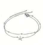 Stainless Steel 18K Gold Plated Starfish Ankle for Women Dainty Tiny Bead Adjustable - Image 6