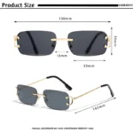 HBK Retro Rimless Sunglasses For Women Men Small Square Gold Frame Brand - Image 5