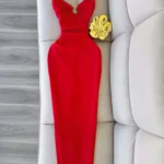 Four-Season Women's Solid Color Dress with Metal Ring Decorations, Sleeveless