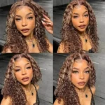 Deep Culry Highlight 4/27 Color 100% Human Hair 16Inch Bob Wigs 13x4 HD Lace Frontal - Image 4