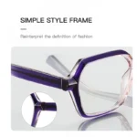 CLLOIO Ladies Trend Street Style Glasses Polygonal Gradual Change Frames Blue Light Filter Reading Glasses Customizable Myopia - Image 5