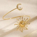 Personality Ocean Style Metal Sun Moon Arm Bangles for Women Ladies Fashion Beach Vacation - Image 3