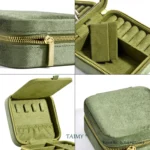 TAIMY Vintage Velvet Travel Jewelry Storage Ring Box Flip with Mirror Organizer - Image 4