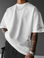 2026 Summer New Men's T-shirt with 3D Letter Pattern Printing Street Casual