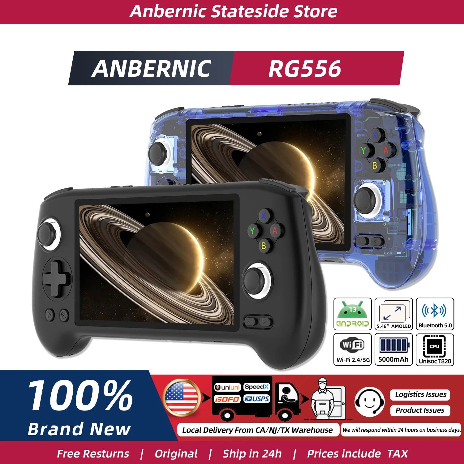 kf-Sfc26ac2e80c540f3b08668f20c05e7cf4 ANBERNIC RG556 Retro Handheld Game Android 13 5.48 inch Touch OLED Screen - Image 1