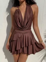 Elegant Women's Spring Summer Vacation Style Solid Color Hanging Neck - Image 3