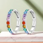 Orstarry S925 Sterling Silver Color Zircon Minimalist Design Earrings Hoop Earrings - Image 5