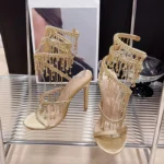 Liyke Elegant Women Wedding Banquet Shoes Fashion Crystal Tasse - Image 4