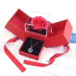 Silver Heart Shaped Necklace Bracelet Set for Women Girls Retro Korean Blue Crystal - Image 3