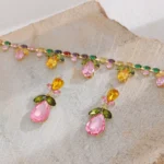 ZAKOL Colorful Zircon Rhinestone Water Drop Necklace Earrings for Women Flower - Image 5
