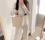 100pcs Wholesale Reusable with Custom Logo Canvas Tote Bag Women - Image 3