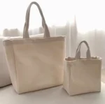 100pcs Wholesale Reusable with Custom Logo Canvas Tote Bag Women - Image 2