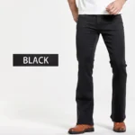 LGRG Mens Boot Cut Jeans Slightly Flared Slim Fit Blue Black Trousers - Image 4
