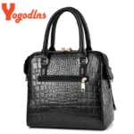 Yogodlns Luxury Crocodile Pattern Handbag Women Winter New PU Leather Tassel Shoulder - Image 4