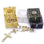 QIGO Metal Hollow Rosary Necklace Boxes Gift Religious Jewelry Carrying Cases - Image 6