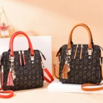 Fashion English Letter Handbag Women PU Leather Tassel Top-handle Bag Luxury - Image 5