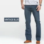 LGRG Mens Boot Cut Jeans Slightly Flared Slim Fit Blue Black Trousers - Image 5