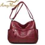 Classic Shoulder Bags High Quality Multi Pockets Soft Leather Crossbody Bags - Image 2