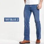 LGRG Mens Boot Cut Jeans Slightly Flared Slim Fit Blue Black Trousers - Image 3