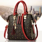 Fashion English Letter Handbag Women PU Leather Tassel Top-handle Bag Luxury