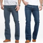 LGRG Mens Boot Cut Jeans Slightly Flared Slim Fit Blue Black Trousers