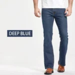 LGRG Mens Boot Cut Jeans Slightly Flared Slim Fit Blue Black Trousers - Image 2