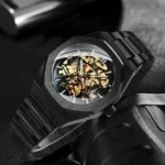 WINNER Black Gold Skeleton Mechanical Watches for Men Fashion irregular - Image 3