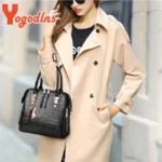 Yogodlns Luxury Crocodile Pattern Handbag Women Winter New PU Leather Tassel Shoulder - Image 2