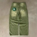 Y2K Street Matcha Denim Jeans Pocket Green 6 Ball Embroidery Denim Pants London