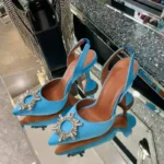 2026 Spring Autumn EU US Satin Slingback Women Sandals Pointed Flared Heels Sun - Image 2