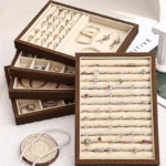 Wood Grain Jewelry Tray Storage Drawer Small Stackable Jewelry Boxes and Packaging