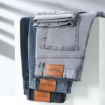 Summer Thin Men's Elastic Cotton Jeans Fashion Gray Comfortable Business - Image 6