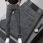 Men's Slim Jeans Korean Fashion Elastic Straight Casual Denim Pants Comfortable