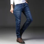 2024 Summer Thin Men's Elastic Cotton Jeans Fashion Gray Comfortable Business - Image 3
