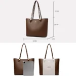 High Quality Brand Solid Color Handbag Soft PU Leather Shoulder Bags for Women Large - Image 4