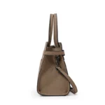 Minimalist Litchi Grain Cow Leather Tote Bag Ladies Metal Decor Top Handle - Image 4