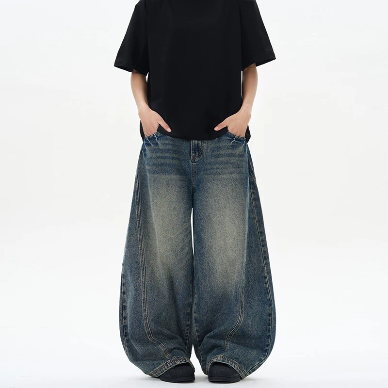 kf-S0ce775e0068e456ea279e9eddadf5e3dP 2025 Spring New Men's Jeans Oversized Wide Leg Pants Loose Vintage Patchwork - Image 1